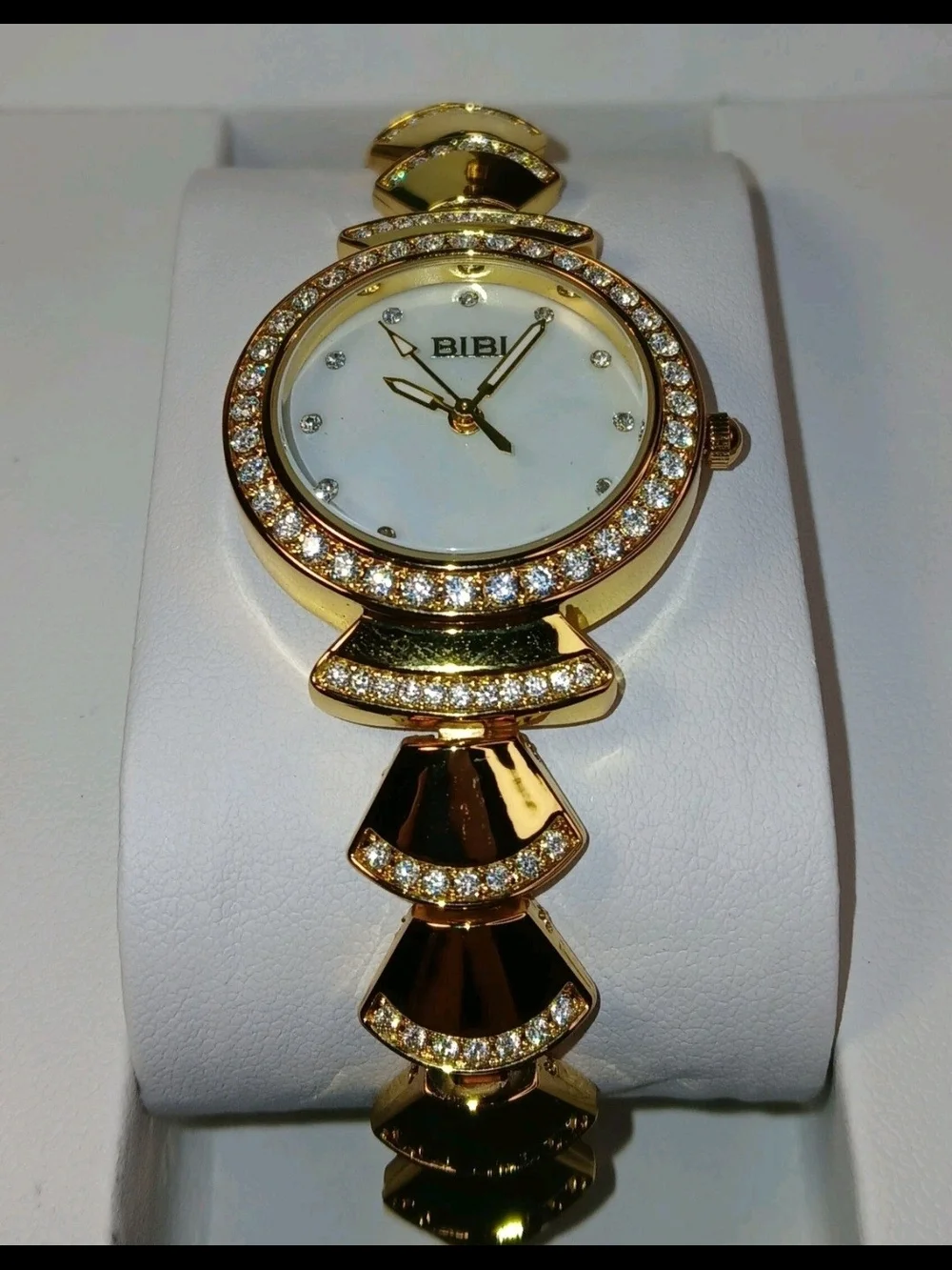 BIBI Women's Gold Tone Crystal Rhinestone Bracelet Quartz Watch NIB w/ Box